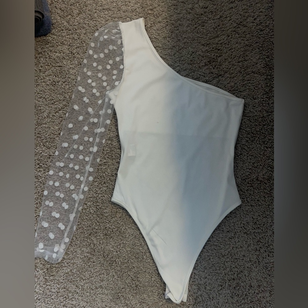 White one sleeve bodysuit